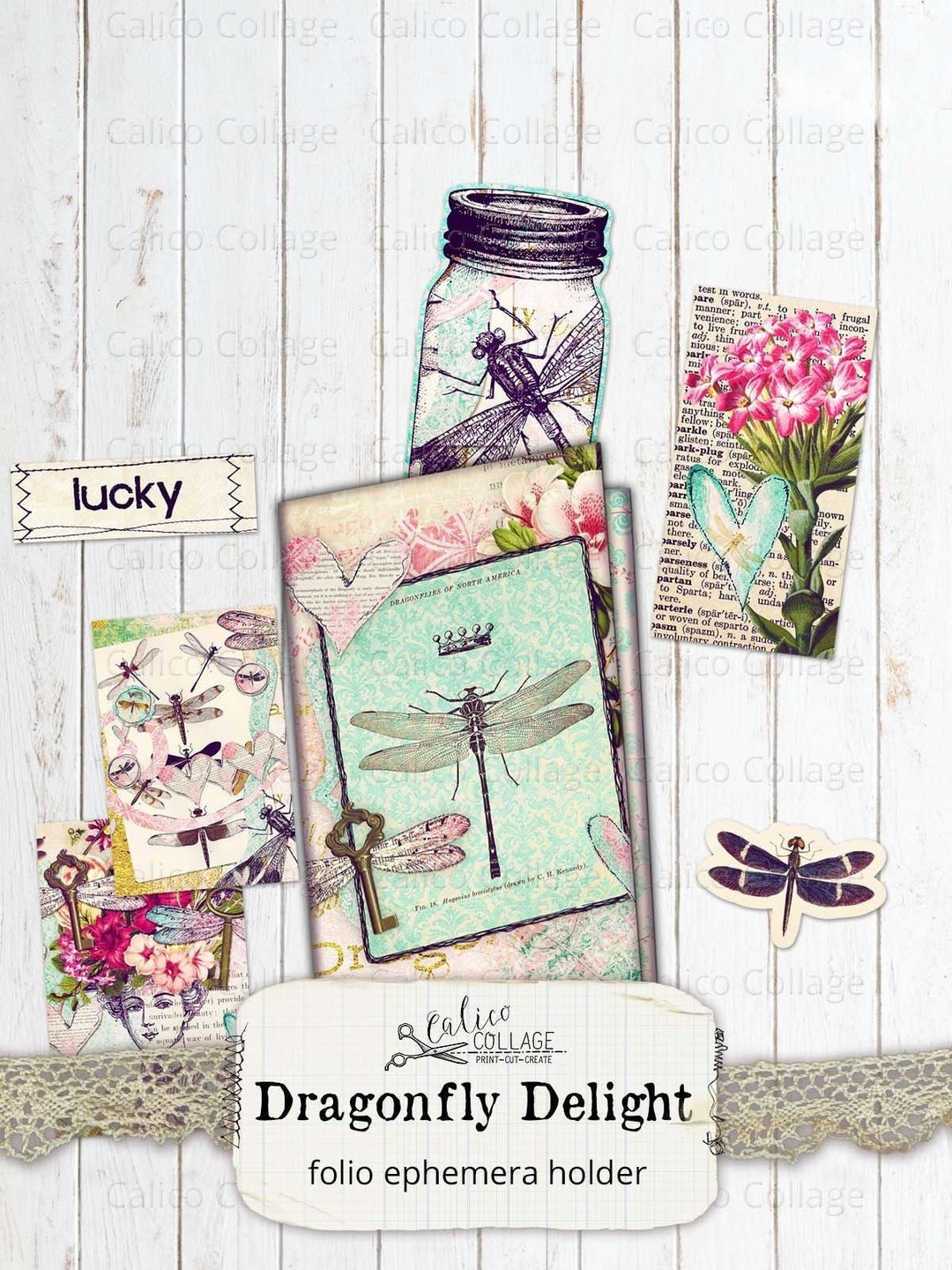 Junk Journal Folio Kit, Vintage Dragonfly Folio, Spring Junk Journal ...