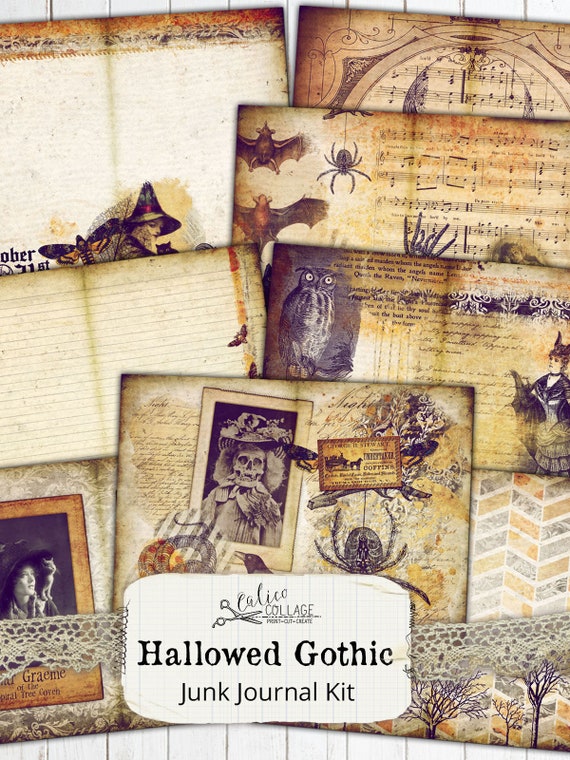 Halloween Junk Journal Kit Ephemera Pack,hallowed Gothic Ephemera, Junk  Journal Printable, Scrapbook Ephemera Digital Download Collage Sheet 