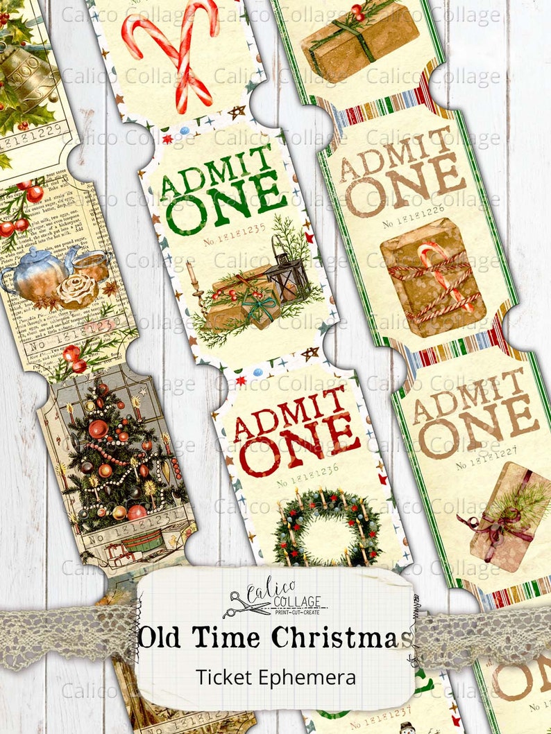 Printable Christmas Tickets Old Time Christmas Junk Journal - Etsy