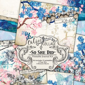 Printable Junk Journal Kit Ephemera Pack So She Did