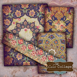 Feuille de collage numérique Mandala, Arabesque, Marocain, Imprimable, , Calico Collage, Feuilles imprimables, Journalisation, Images imprimables