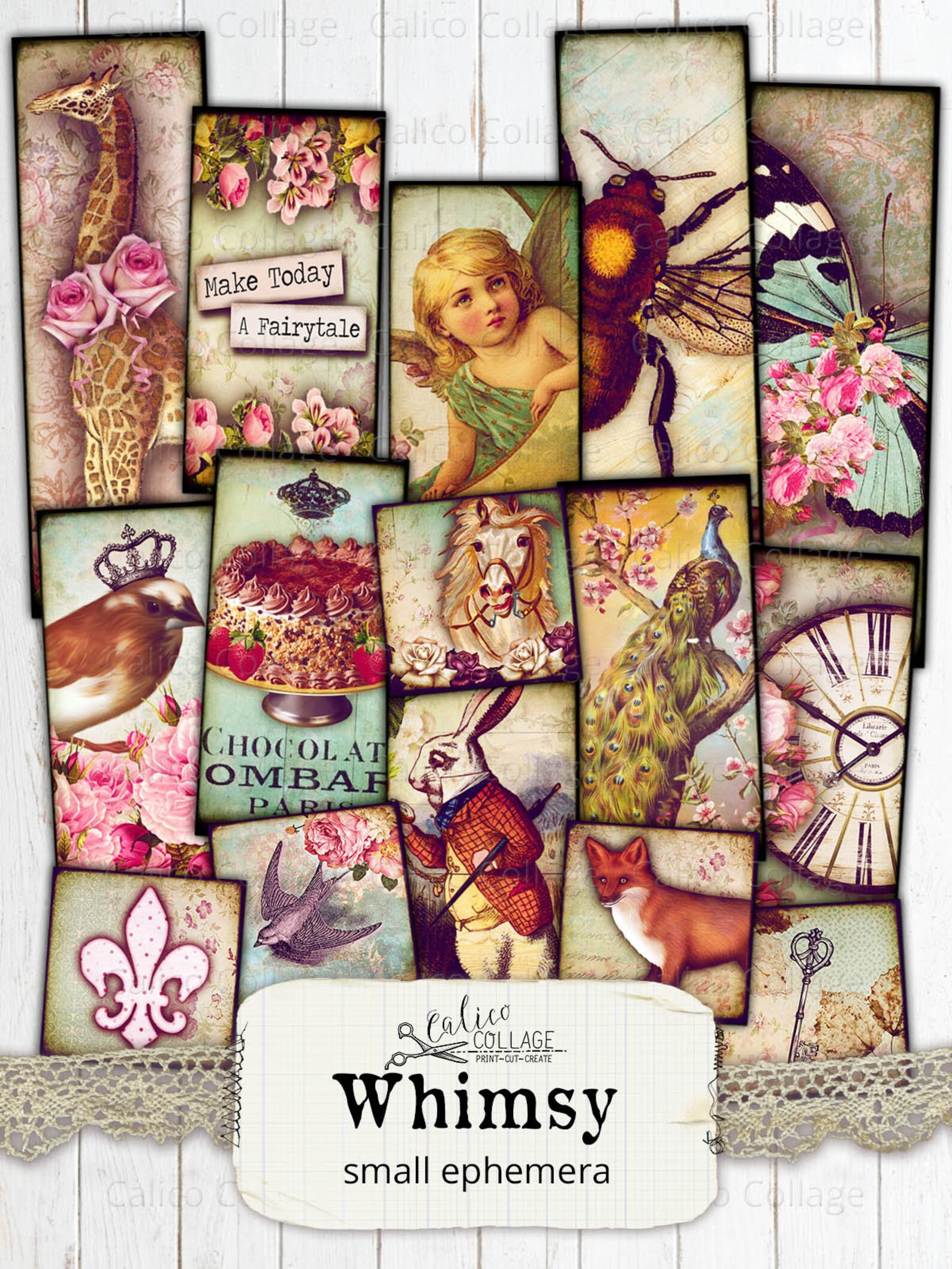 Printable Junk Journal Ephemera Pack, Digital Domino Collage Sheet ...