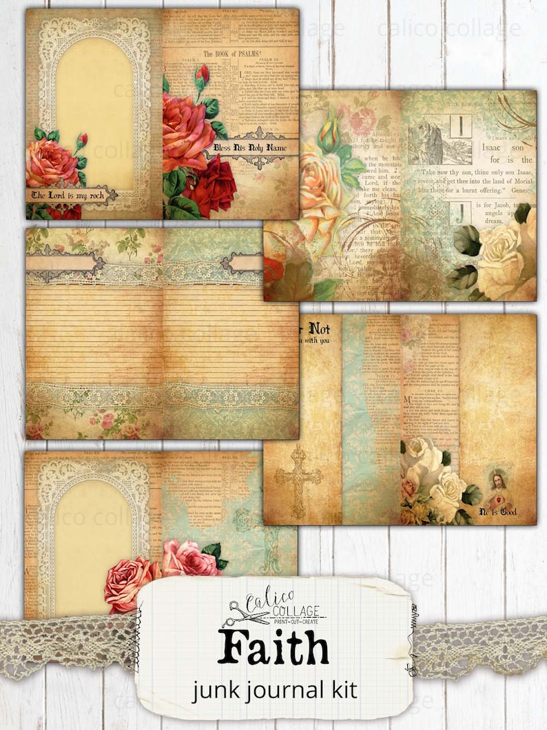 Printable Faith Junk Journal Kit Religious Ephemera Kit - Etsy
