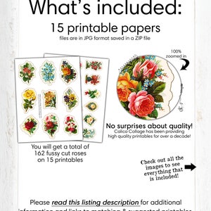 Junk Journal Printable Fussy Cut Flowers, Vintage Rose Bouquet, Digital Floral Stationery, Bullet Journal Sticker, image 2