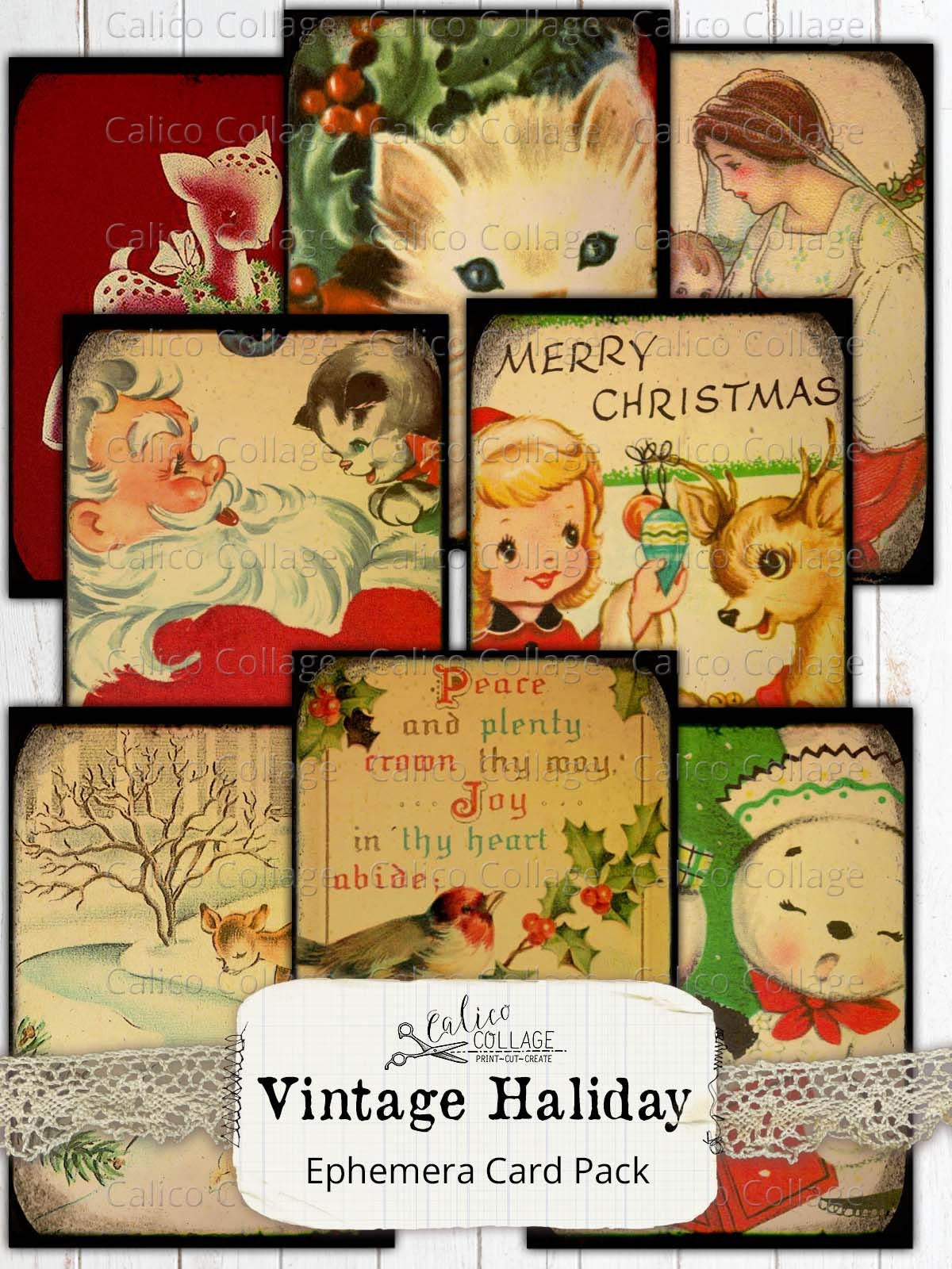 Vintage Holiday Christmas Junk Journal Ephemera Cards Etsy