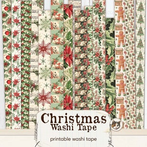 Christmas Washi Tape,holiday Washi Tape,red Green Pink Blue Washi  Tape,polka Dot Washi Tape Clip Art,digital Washi Tape 