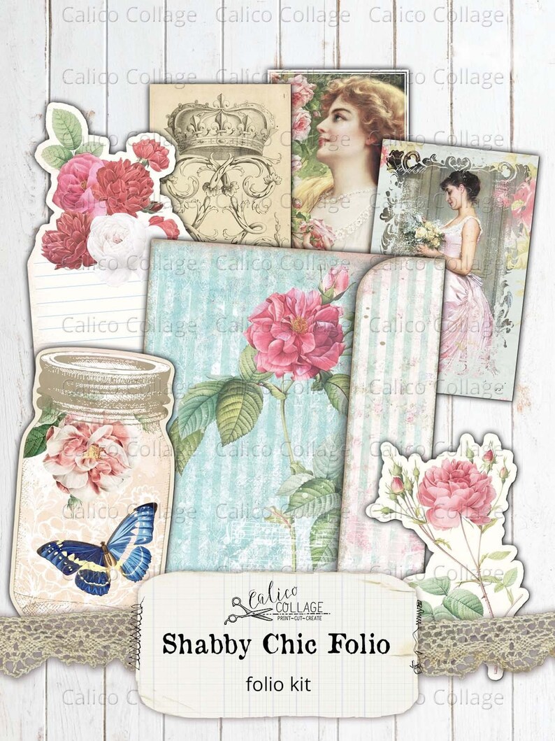Shabby Chic Junk Journal Folio Kit, Printable Junk Journal Kit ...