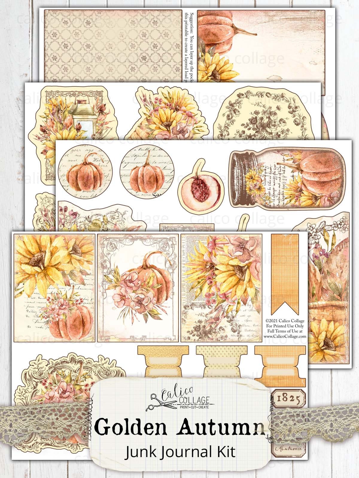 Printable Autumn Sunflower Junk Journal Kit Fall Ephemera - Etsy