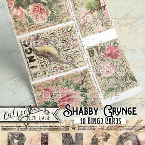Printable Bingo Cards, Junk Journal Ephemera Pack, Shabby Grunge | 20 image 3