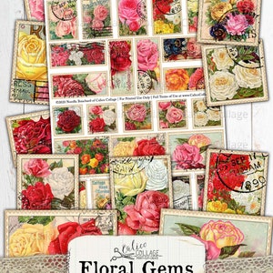 Printable Faux Stamps Rose Ephemera, Junk Journal Supplies, Vintage Seed Catalogs, Scrapbook Paper, Small Epehemera, Digital Download 55 image 2