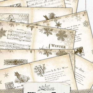 Printable Winter Book Pages, Junk Journal Papers, Journal Supplies, Digital Vintage Books, Sheet Music, Holiday Ephemera, CalicoCollage image 7