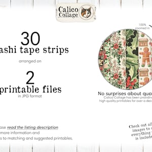 Christmas Washi Tape, Printable Holiday Ephemera Washi Tape Strips, Junk Journal Printable Ephemera Digital Download Collage Sheet image 2
