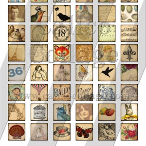 Vintage Mix, Digital Collage, 1x1 Collage Sheet, Digital Squares, 1x1 ...
