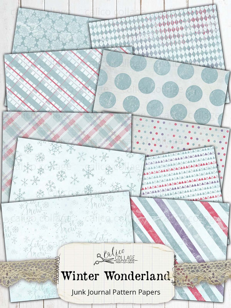 Winter Wonderland Digital Papers, Junk Journal Printable Journal ...