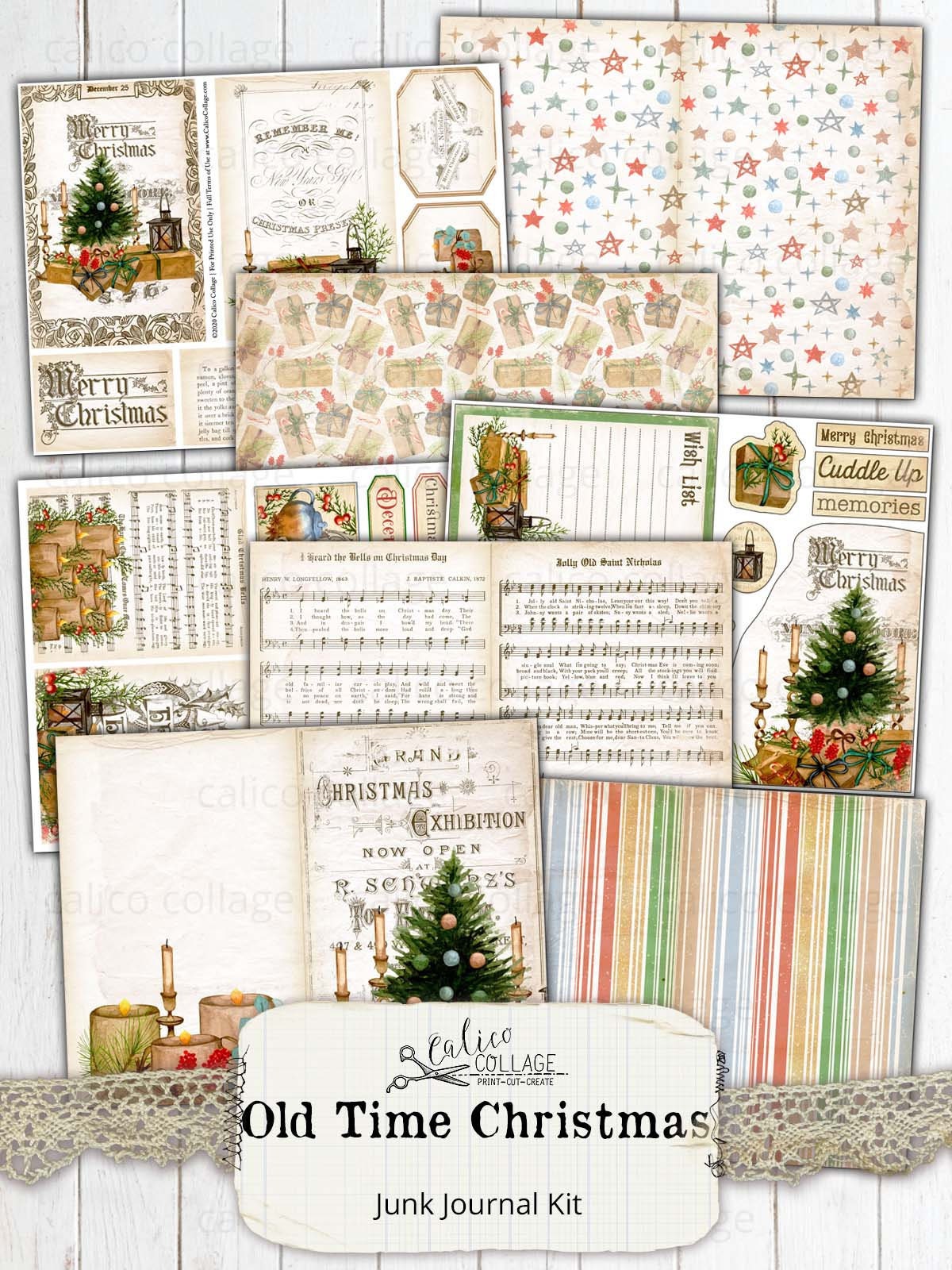 Printable Christmas Junk Journal Kit Ephemera Pack, Digital Vintage ...
