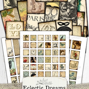 Printable Digital Collage Sheet, Junk Journal Ephemera Pack, Vintage ...