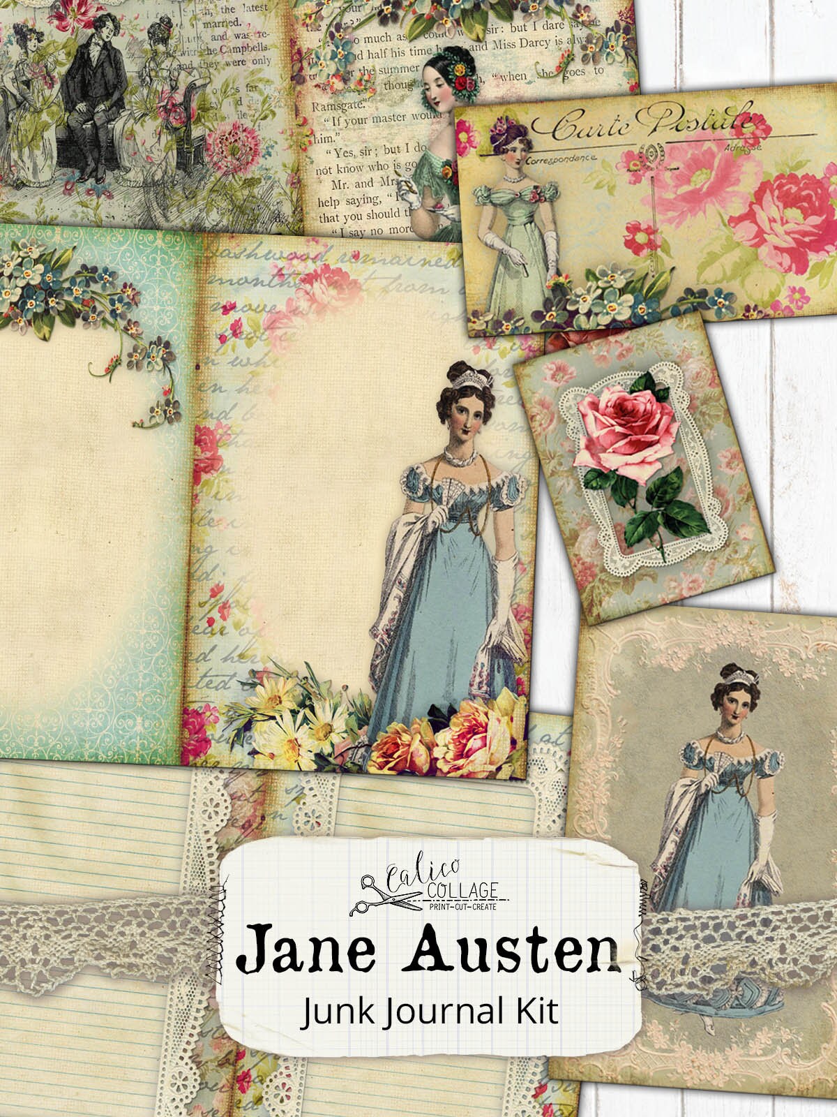 Jane Austen Printable Junk Journal Kit Ephemera Pack Regency - Etsy