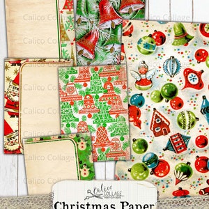 Christmas Paper Gift Tags, Printable Junk Journal Ephemera Pack