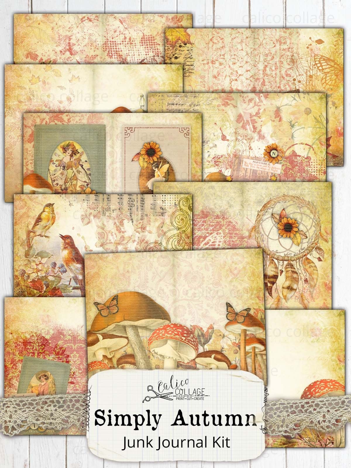 Simply Autumn Junk Journal Kit Printable Vintage Ephemera | Etsy