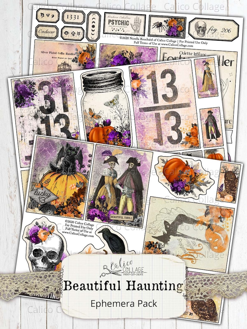 printable-halloween-ephemera-pack-junk-journal-kit-vintage-etsy