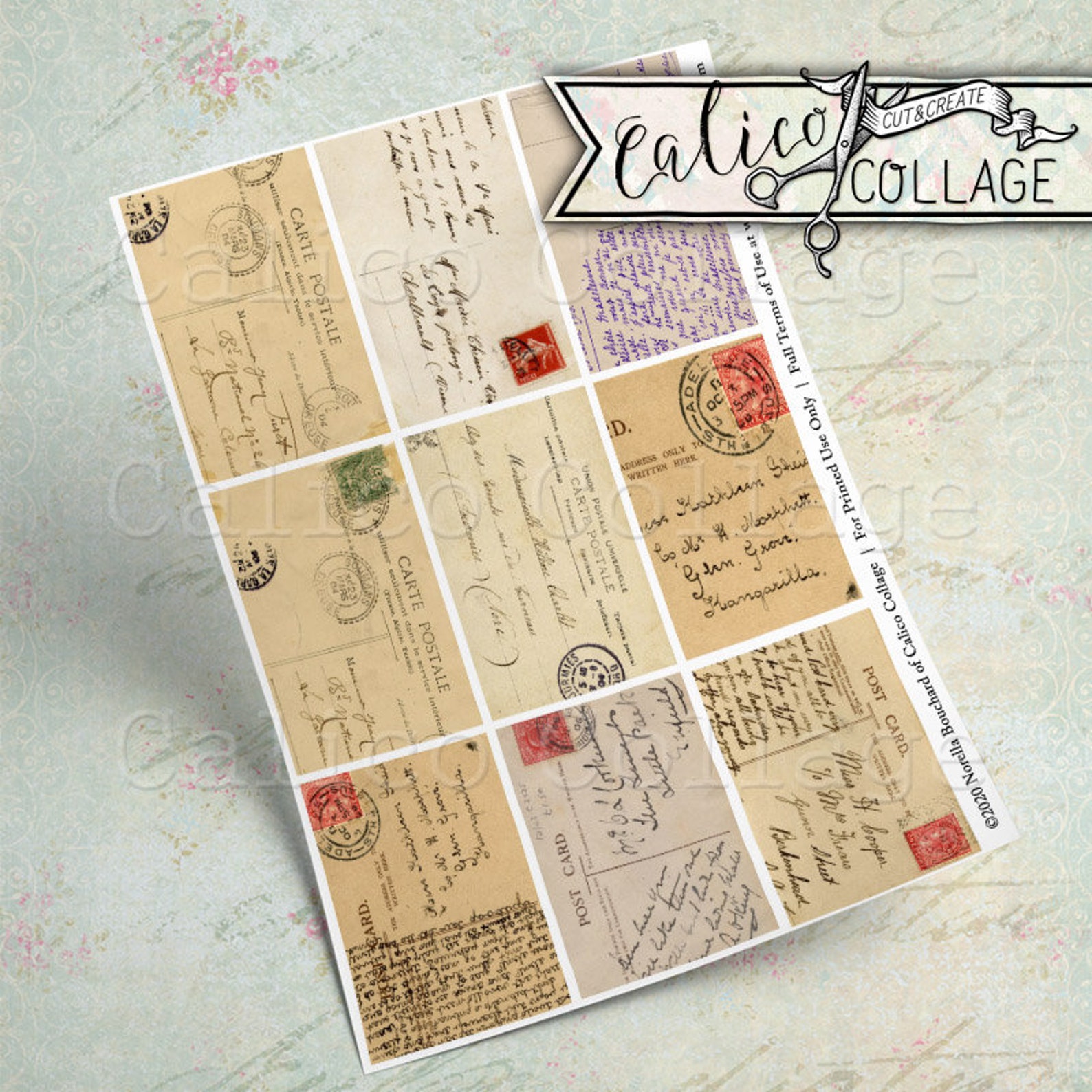 Printable Vintage Postcards Ephemera Pack Junk Journal Art | Etsy