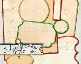 Printable Christmas Labels, Junk Journal Ephemera, Vintage Christmas Ephemera Pack