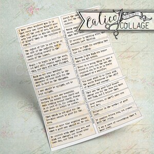 May include: A collection of vintage-style inspirational quotes printed on small, rectangular cards with a distressed, aged paper background. The quotes are about life, success, and personal growth. The cards are arranged in a grid pattern and have a rustic, vintage aesthetic.