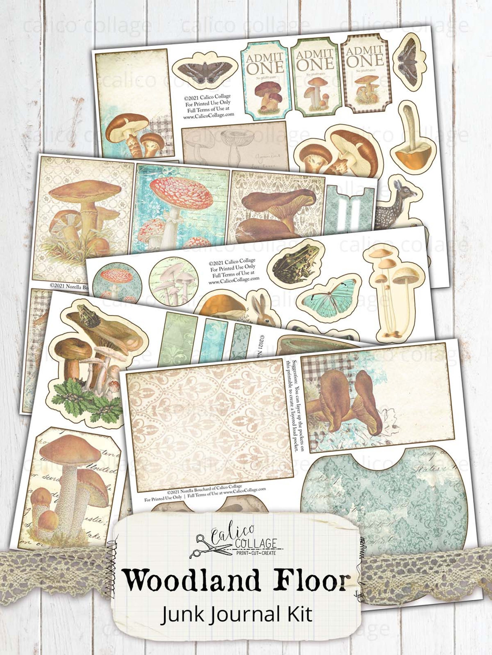 Mushroom Junk Journal Printable Woodland Ephemera Pack, Cottagecore ...
