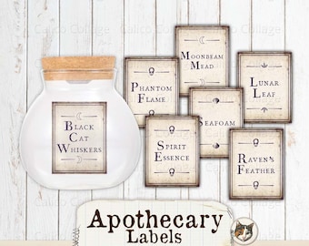 Apothecary Labels, Printable Halloween Ephemera, Tiny Halloween Labels, Halloween Crafting, Digital Download Collage Sheet, Card Making