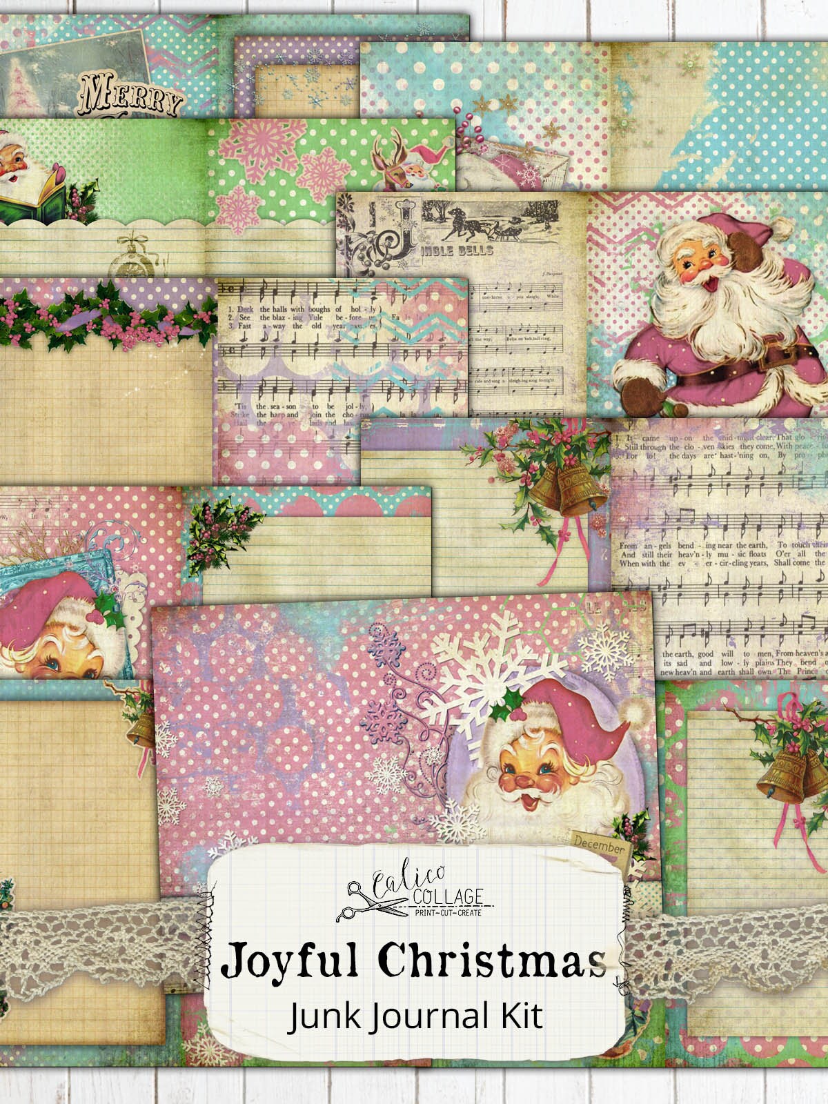 Christmas Junk Journal Kit Ephemera Pack Printable Joyful - Etsy