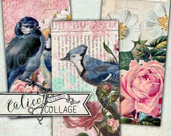 Printable, Domino Collage Sheet, Flower Ephemera, One Fine Day, Garden Ephemera, 1x2 Collage Sheet, Images for Pendants, Digital