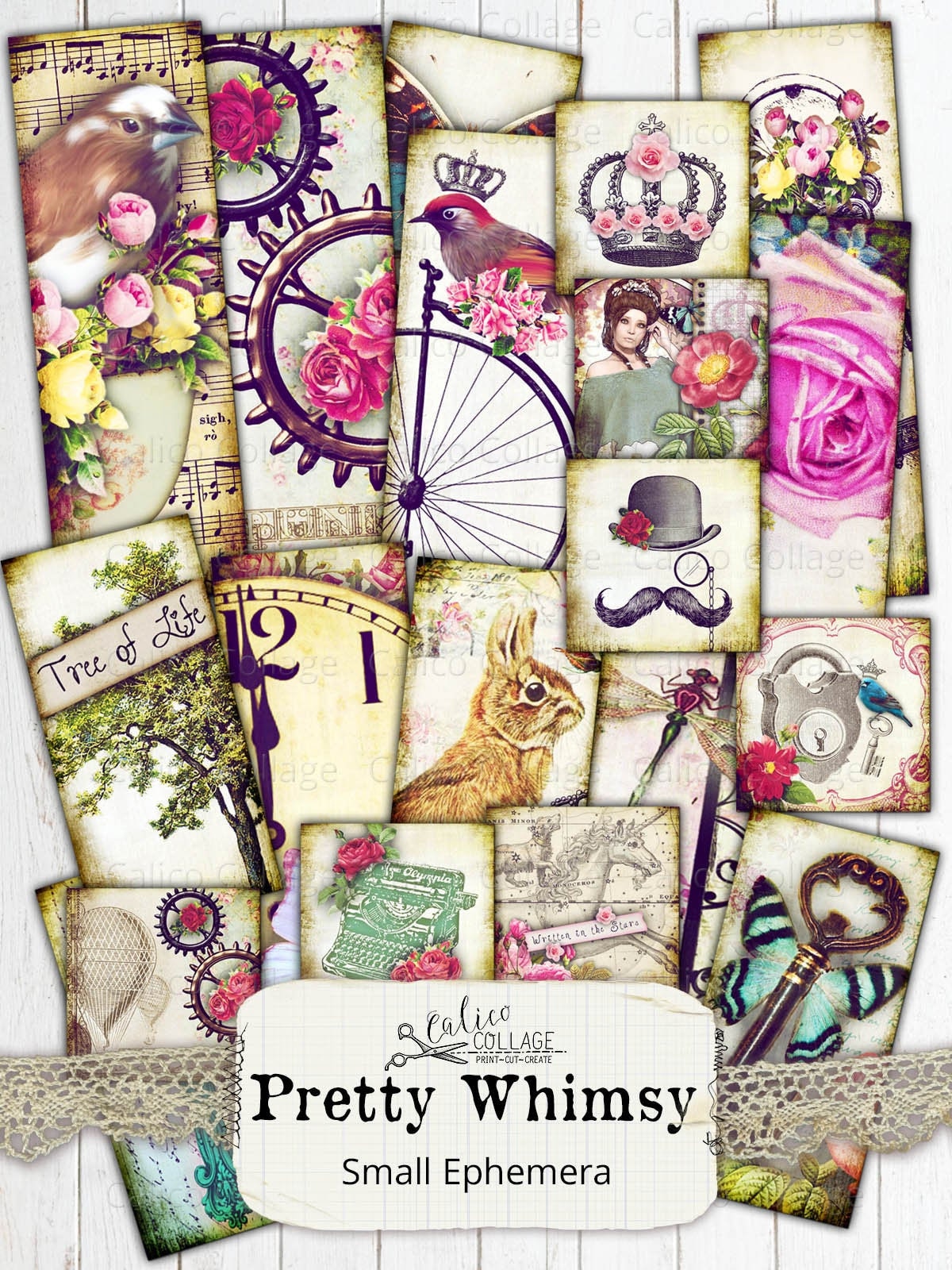 Printable Junk Journal Ephemera Pack, Digital Collage Sheet, Vintage ...
