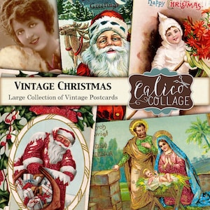Printable Ephemera, Vintage Christmas, Holiday, Nativity Scene, Postcards, Journaling Spots, Digital, Collage Sheet, Calico Collage