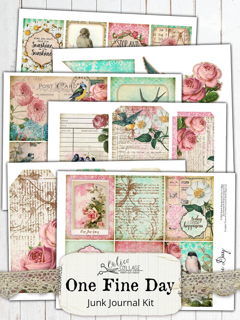 Spring Collage Sheets, Botanical, Junk Journal Kit, Pages, Papers, Ephemera, Vintage Bird, Scrapbook, Printable, Plants, Garden One Fine Day image 6