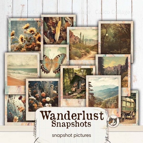 Boho Ephemera for Junk Journals, Hippie Snapshots, Printable Photographs, Vintage Faded Photos, Vintage Wanderlust Pictures, Gypsy Scrapbook