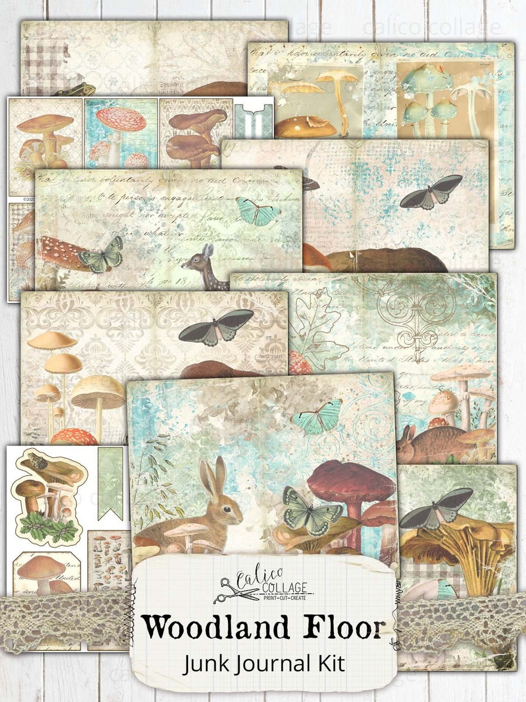 Mushroom Junk Journal Printable Woodland Ephemera Pack, Cottagecore ...