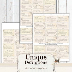 Unique Vintage Definitions Junk Journal Printable, Vintage Dictionary Words, Ephemera Words, Junk Journal Words, Digital Collage Sheet image 3