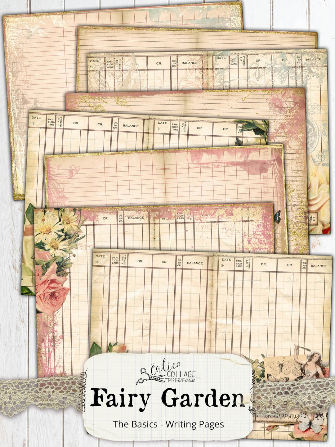 Fairy Garden Printable Lined Journaling Pages, Junk Journal Kit - Etsy