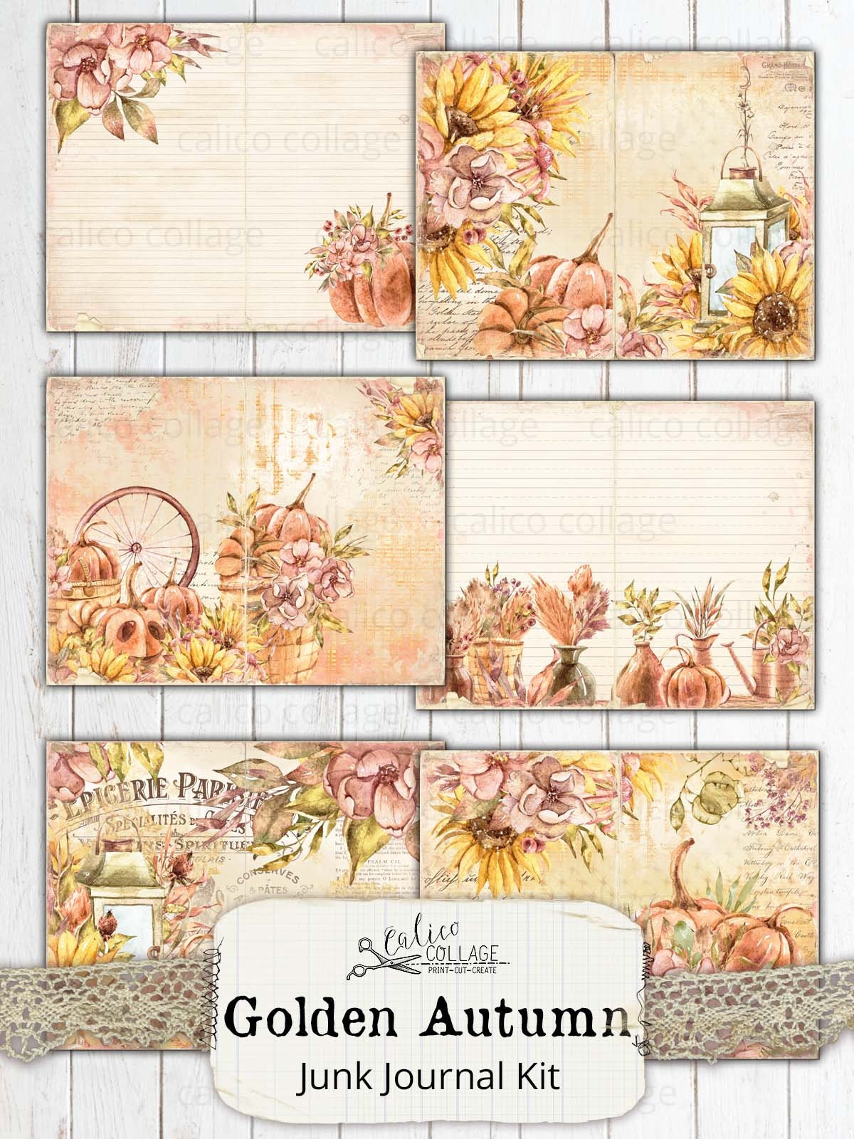 Printable Autumn Sunflower Junk Journal Kit Fall Ephemera - Etsy