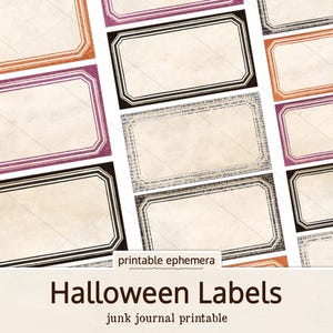 Halloween Labels, Printable Halloween Junk Journal Labels, Vintage Halloween Ephemera, Halloween Scrapbook Labels, Digital Download