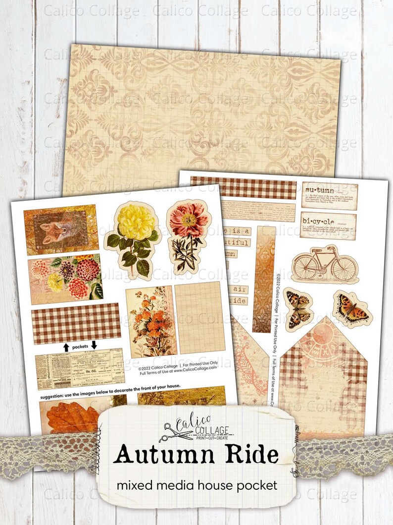 Autumn Junk Journal Printable Loaded Pocket, Mixed Media House ...