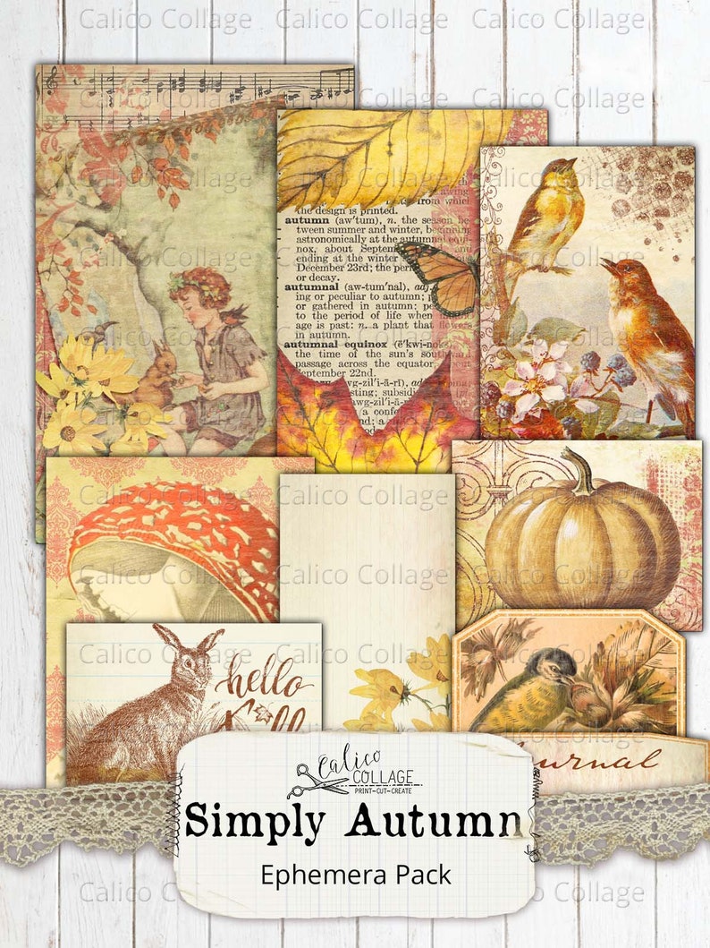 Simply Autumn Ephemera, Fall Digital Junk Journal Supplies, Ephemera ...