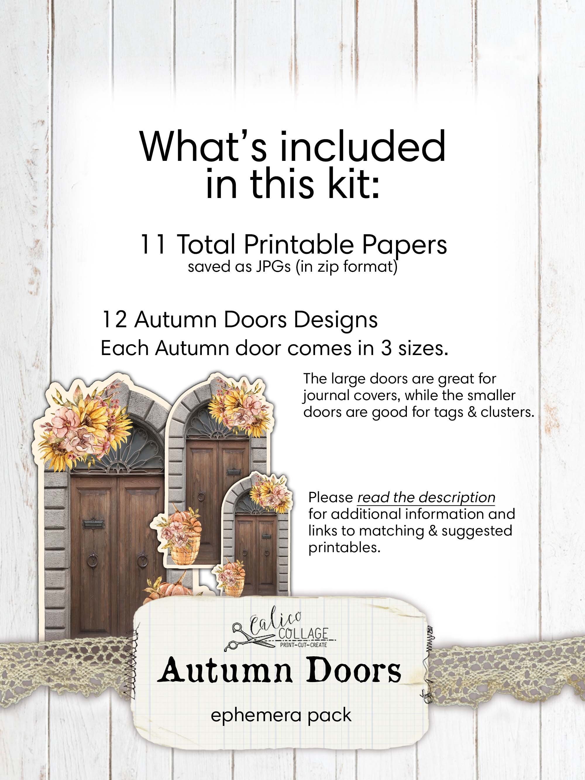 Autumn Wooden Door Junk Journal Printable, Autumn Ephemera, Journal ...