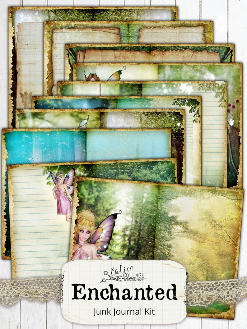 Fantasy Junk Journal Kit, Fairy Ephemera, Mermaid Journal, Vintage Printable image 3