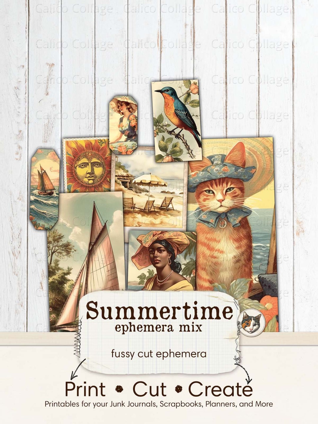 Summer Ephemera for Junk Journal Kit, Summertime Fussy Cut Ephemera Mix ...