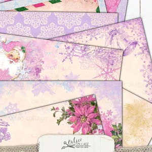 Junk Journal Kit Candy Christmas, Printable Journal Supplies,