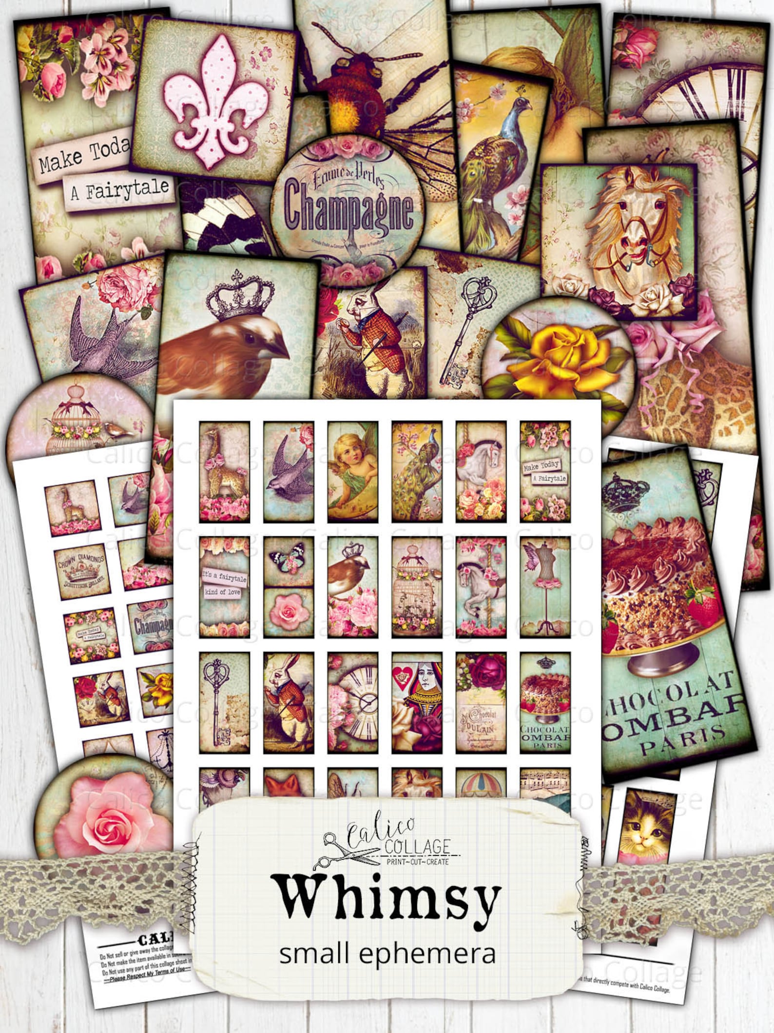 Printable Junk Journal Ephemera Pack, Digital Domino Collage Sheet ...