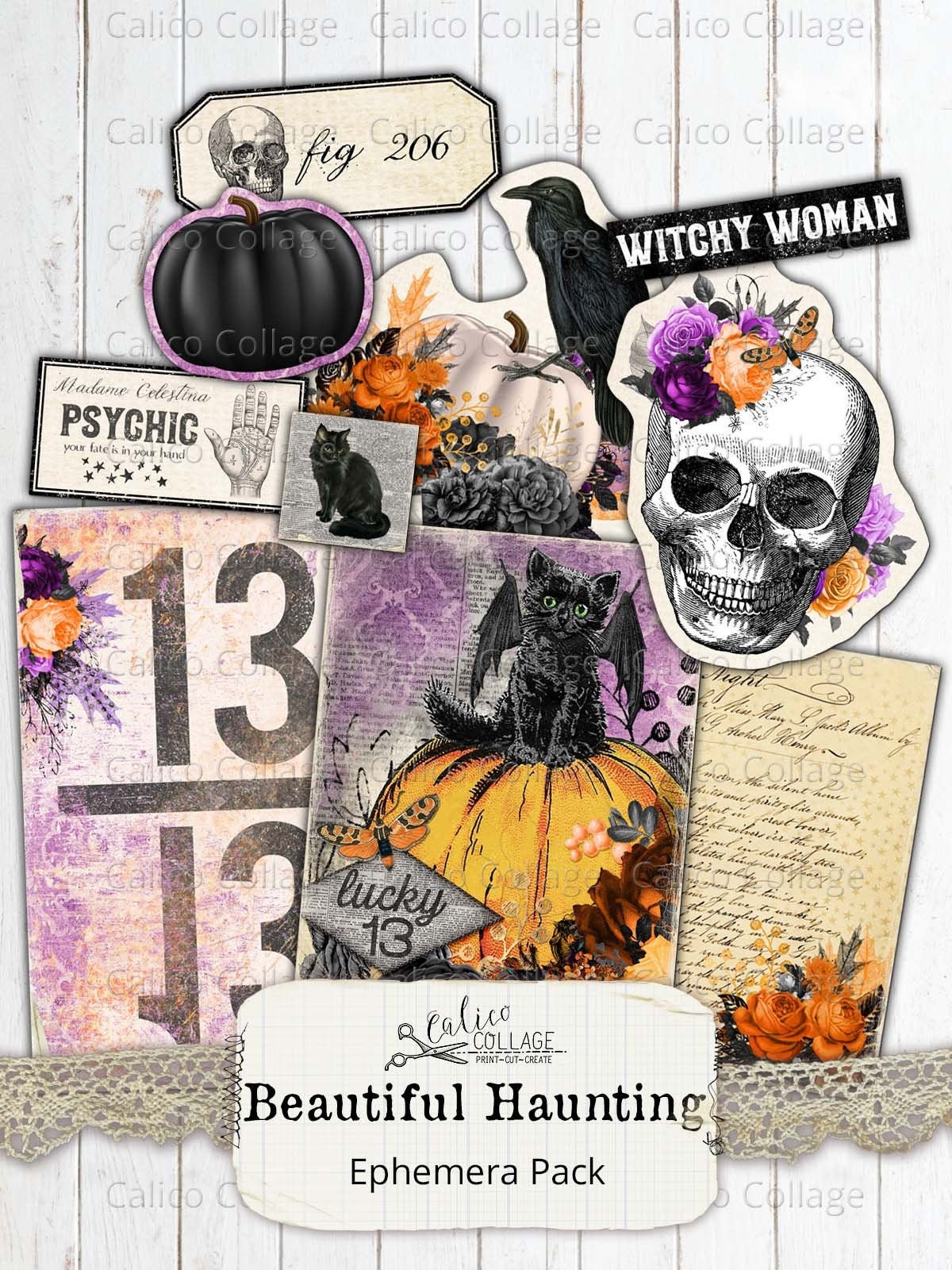 inspiration vintage Halloween crafting bundle junk journal ephemera