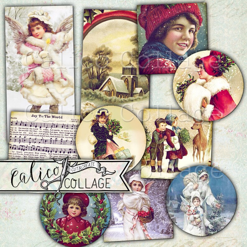Printable Victorian Christmas Ephemera Pack Jewelry Images  Etsy