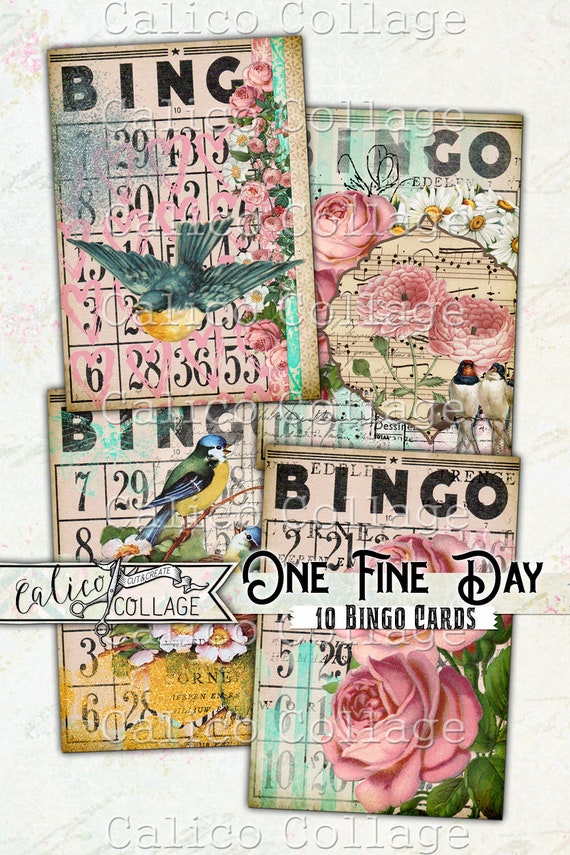 Printable Bingo Cards Junk Journal Journaling Cards Ephemera Pack, One Fine Day